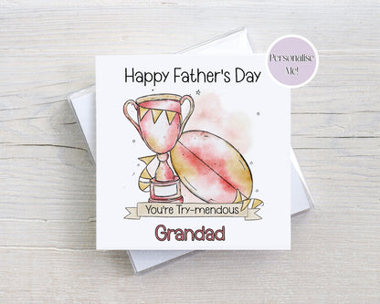 Father’s Day Rugby Card – You’re trymendous - Doodle Ruby Card – Funny Dad Card – Multiple Colour Options