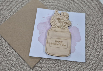 Mother's Day Wildflower Wooden Engraved Magnet Card - Happy Mother’s Day Card