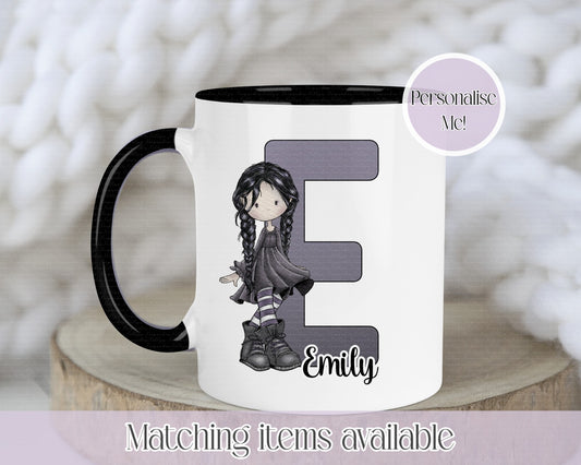 Goth Girl Initial Mug - personalised alternative inspired mug