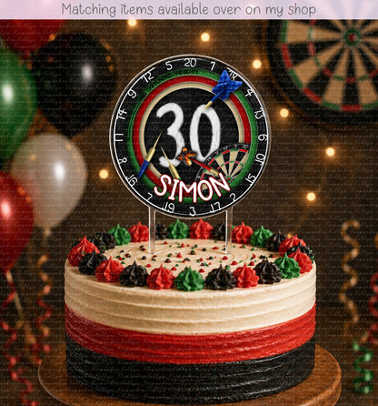 Personalised Birthday Dart Board cake topper - acrylic printed dart cake topper - custom cake decoration