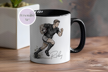 Rugby Player Male Personalised Mug - Ceramic 11oz Mug - Rugby Player Gift
