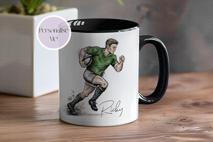 Rugby Player Male Personalised Mug - Ceramic 11oz Mug - Rugby Player Gift