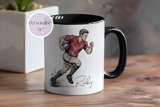 Rugby Player Male Personalised Mug - Ceramic 11oz Mug - Rugby Player Gift