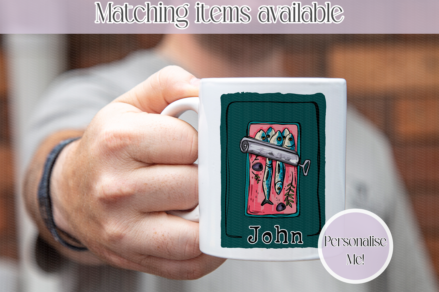 Sardine Design Personalised Mug - custom sardine mug - various designs