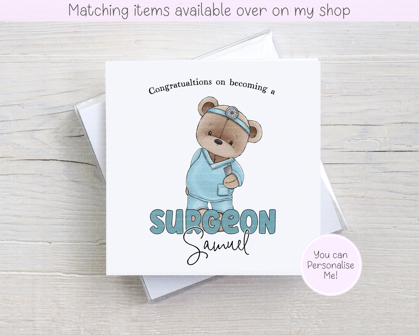 Personalised Congratulations Teddy Doctor , Nurse or Surgeon Card - Custom NHS Keyworker - Hospital Staff Card - Medical Professional