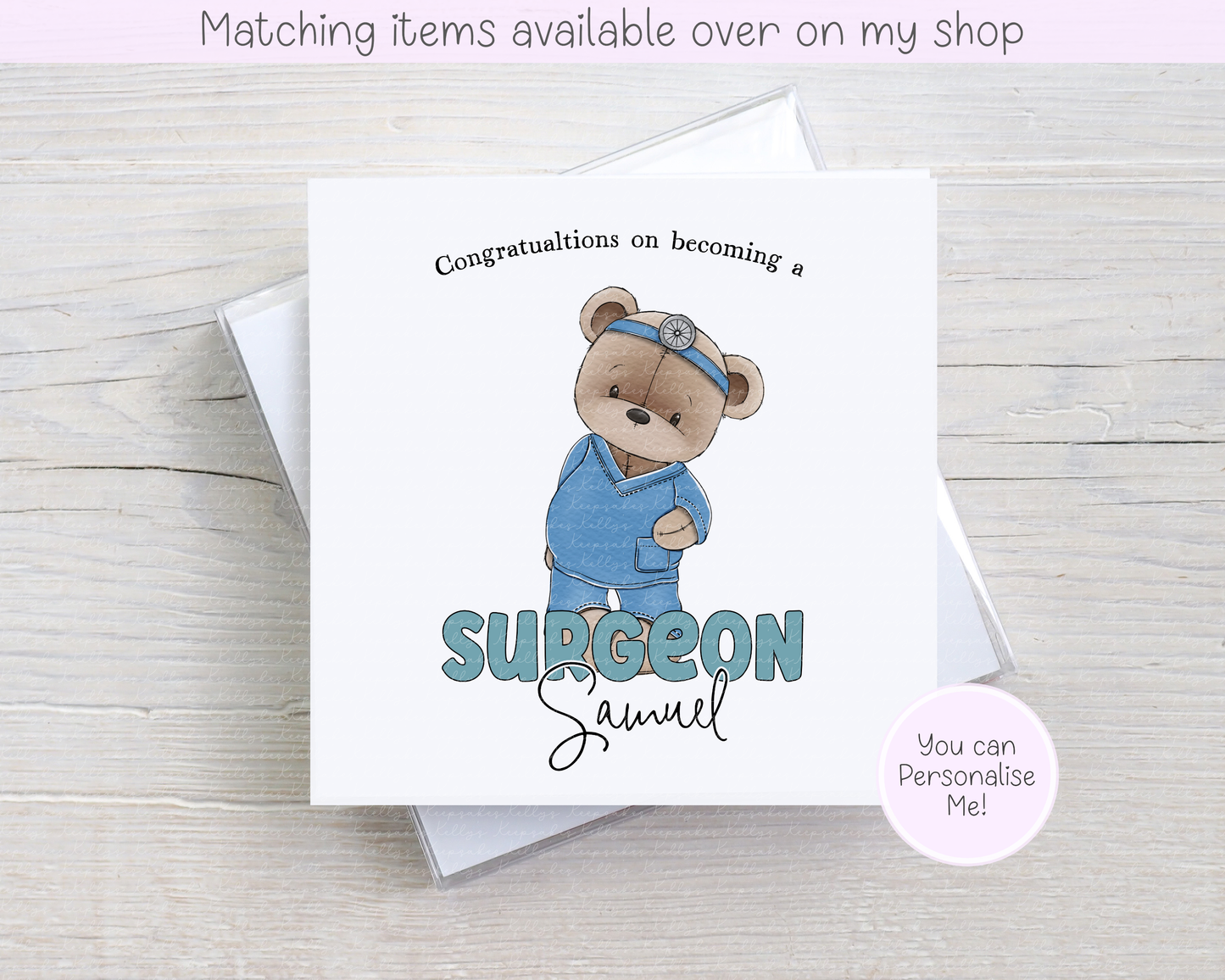 Personalised Congratulations Teddy Doctor , Nurse or Surgeon Card - Custom NHS Keyworker - Hospital Staff Card - Medical Professional