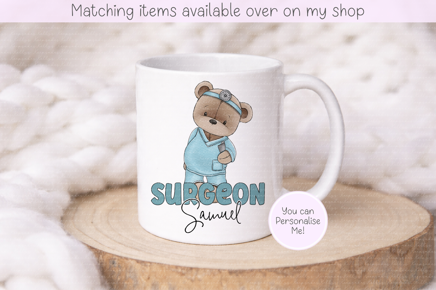 Personalised Teddy Doctor, Nurse or surgeon Mug - Custom NHS Keyworker Mug - Hospital Staff Gift - Medical Professional