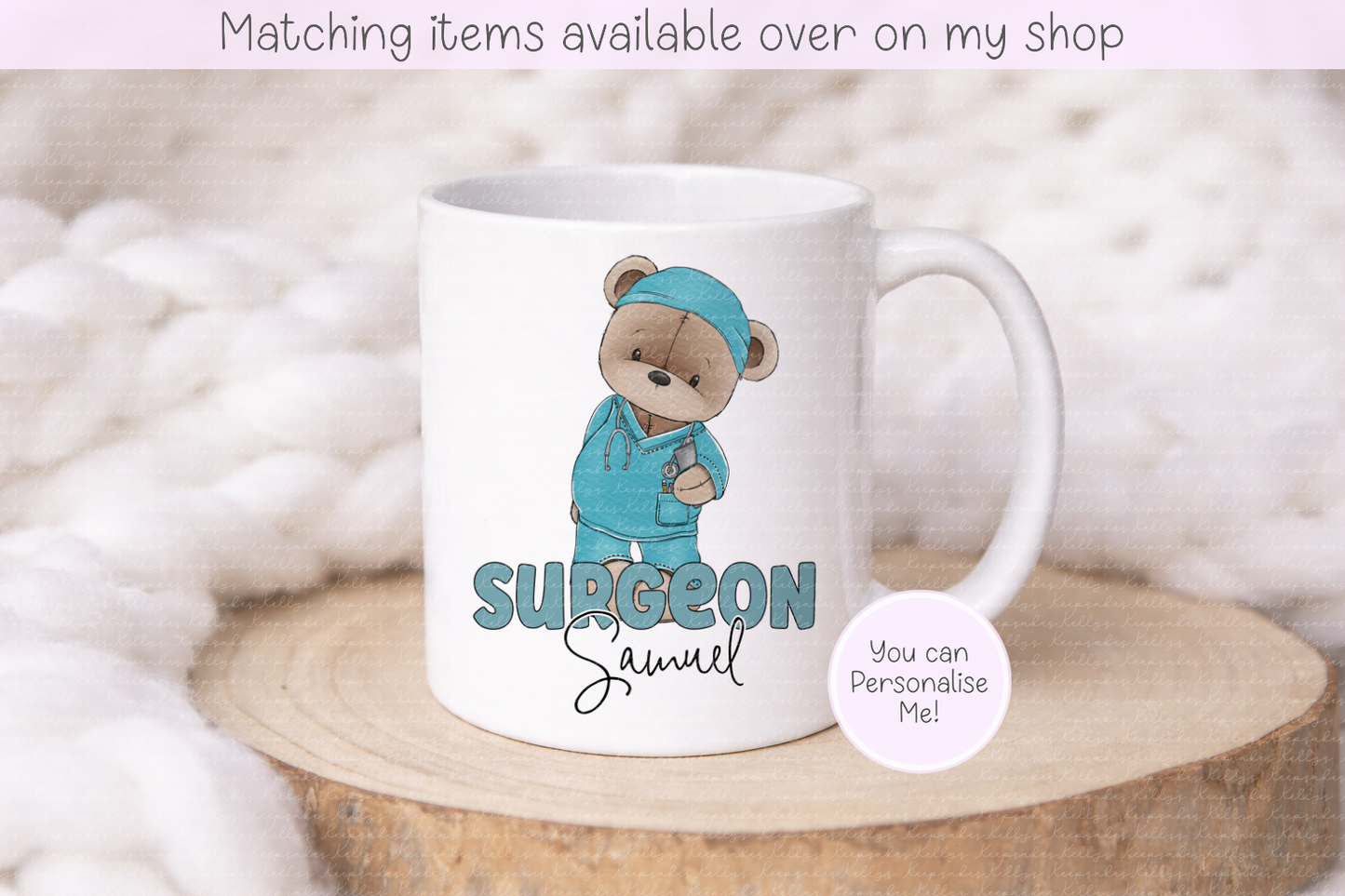 Personalised Teddy Doctor, Nurse or surgeon Mug - Custom NHS Keyworker Mug - Hospital Staff Gift - Medical Professional