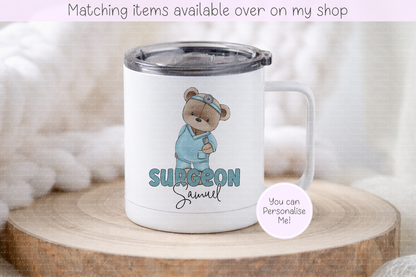 Personalised Teddy Doctor, Nurse or surgeon Mug - Custom NHS Keyworker Mug - Hospital Staff Gift - Medical Professional