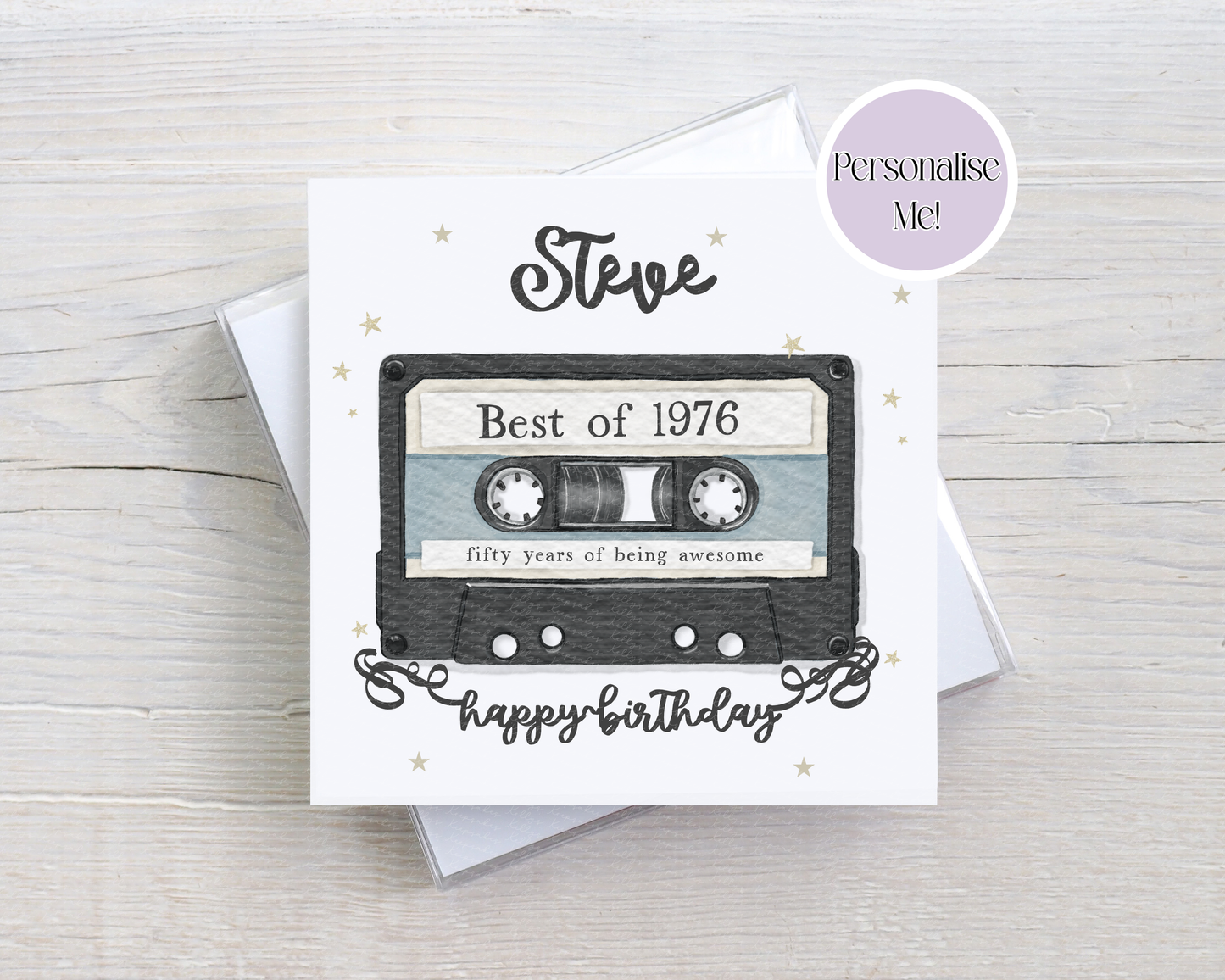 Retro Birthday Mixtape Personalised Card - Best of Birth Year - Happy Birthday Personalised Card