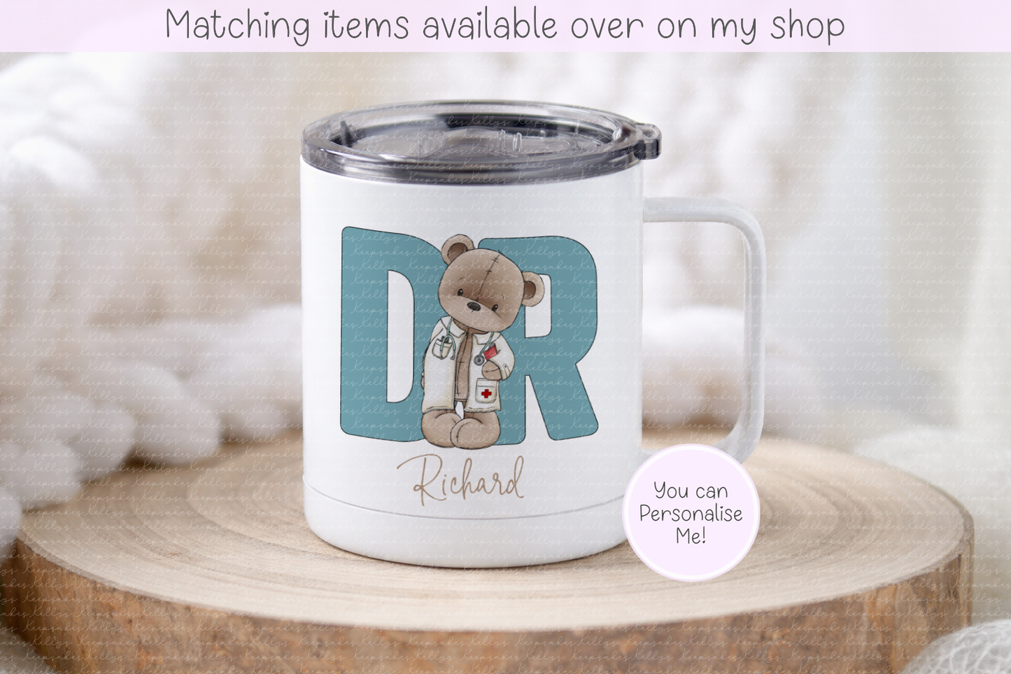 Personalised Teddy Doctor, Nurse or surgeon Mug - Custom NHS Keyworker Mug - Hospital Staff Gift - Medical Professional