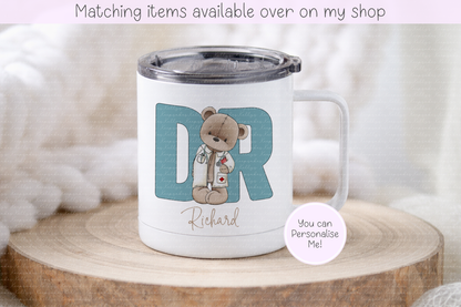 Personalised Teddy Doctor, Nurse or surgeon Mug - Custom NHS Keyworker Mug - Hospital Staff Gift - Medical Professional