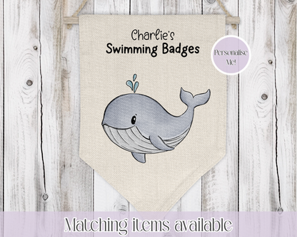 Sealife Personalised Swimming Badge Holder - Swimming Achievements pennant - Hanging wall decoration