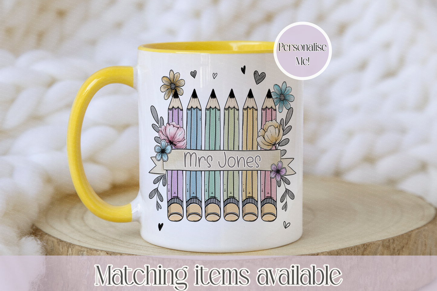 Doodle Teacher Pencil Doodle Personalised Mug - Teacher Gift - Custom Teacher Mug