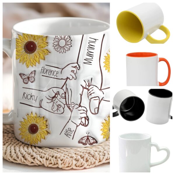 3D Effect Personalised You Hold Our Hands Mum/Nan Mug - Mothers Day - Mum Life- Sunflower