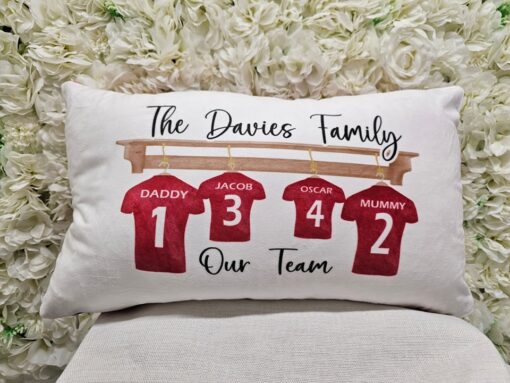 Personalised Family Football Team Velvet Cushion - Football Team - Football Gift