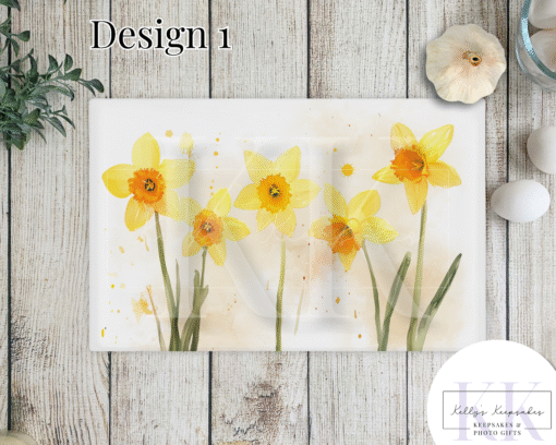 Daffodil Kitchen Glass Chopping board - Worktop Saver - Country Decor