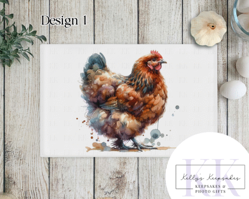 Chicken Glass Chopping Board - Kitchen Counter Saver - Work Top Saver - Farm Animals - Kitchen Decor  - New Home Gift