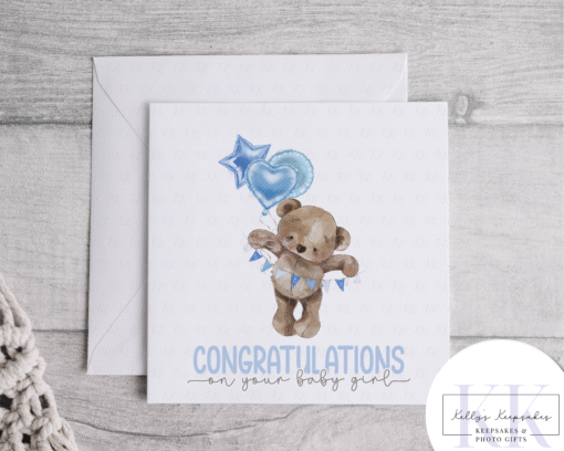 Congratulations on your baby girl - boy - new baby card - gift for baby - new parents - Teddy Bear