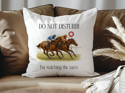 Horse Racing Personalised Cushion - Do Not Disturb The Racing Is On - Watching the racing