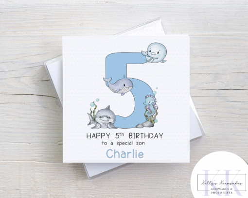 Happy Birthday Under The Sea Age Card - Kids  -number age card