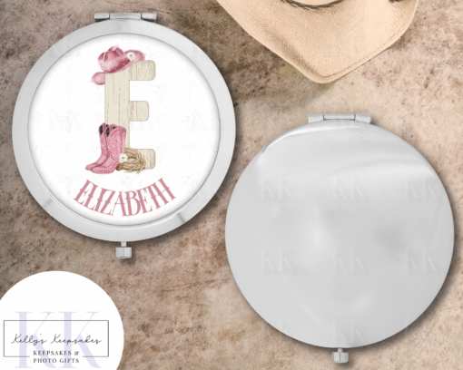 Cow Girl Personalised Compact Mirror - Lets Go Girls - Keepsakes - Hen Do - Personalised Birthday - Gift For Her
