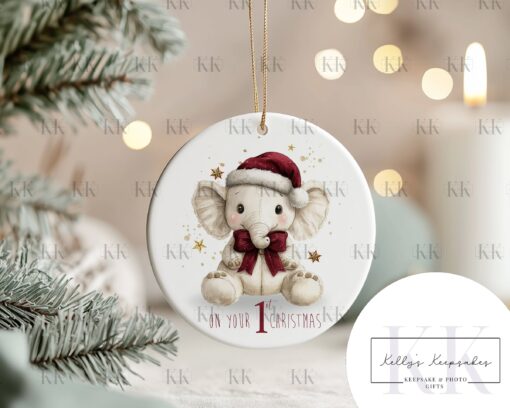 Personalised Elephant First Christmas Bauble - Babies first Christmas decoration