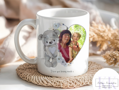 Personalised Photo Teddy Bear Mug - Mothers Day- Birthday Gift - For Her - Photo Gift