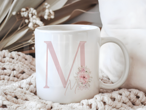 Personalised Letter Floral Pink Mug - Mother's Day - Gift For Her - Gift For Nan - Grandma - Mum - Mom