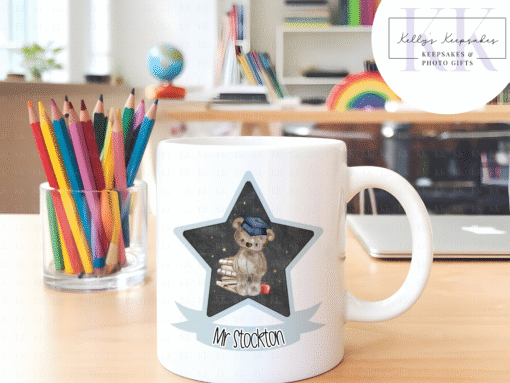 Personalised Star Teddy Bear Teacher Mug - Teacher Gift - Schools Out